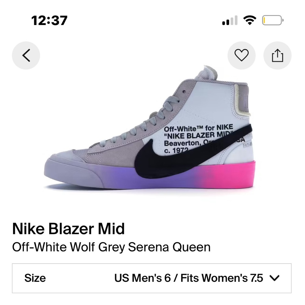 Limited edition Serena Williams sneaker off-white brand new